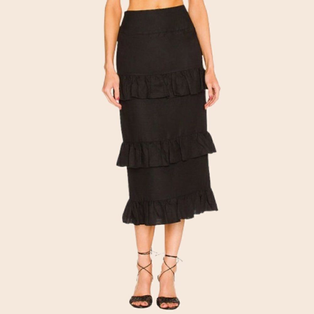 Revolve Yaura Okiki Skirt In Black Size 8 Us, Size 12 Uk View 2
